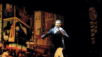 Mike Epps performs during the Live Stand-up Comedy show at the Al Raha Beach Theatre in Abu Dhabi. Satish Kumar / For The National