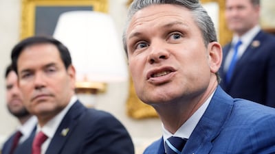 Pete Hegseth, US Secretary of Defence, during an Oval Office meeting between US President Donald Trump and Israeli Prime Minister Benjamin Netanyahu, on April 7. Bloomberg