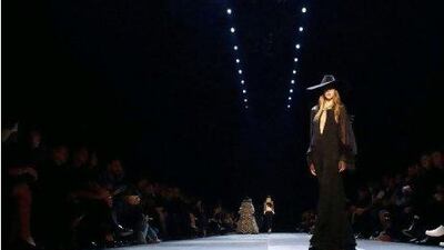 A model presents a creation for Saint Laurent during the Spring/Summer 2013 ready-to-wear collection. Martin Bureau / AFP