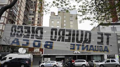 A banner of support is seen outside the private clinic. AFP