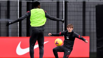 Leighton Clarkson of Liverpool during a training session at AXA Training Centre. Getty