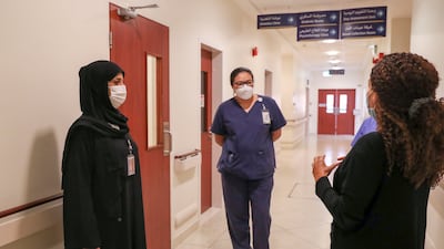Left to right, Ms Al Menhali, Ms Cheng Nee and Ms El Chaer. Khushnum Bhandari / The National