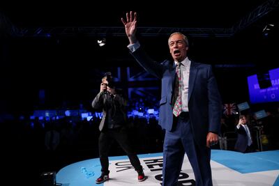 Britain's Reform UK Party Leader Nigel Farage during a rally in Birmingham. Reuters