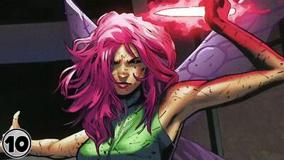 PIXIE. What makes her different? She is working class. In a superhero world filled with the super-rich likes of Tony Stark and Professor Charles Xavier (at whose school she was educated), Pixie stands out in that she spent her childhood in borderline poverty in a small mining town in Wales, UK. She is a member of A-Force, can fly and produce hallucinogenic dust. She can also teleport. Courtesy Marvel