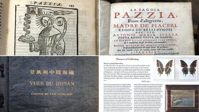 A combination picture shows three of the four books that are so far not recovered. Metropolitan Police