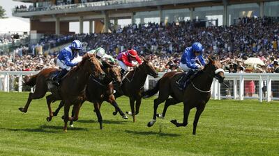 William Buick and Ribchester, right, were too much for the rest of the field with a record-setting win in the Queen Anne Stakes for Godolphin at Royal Ascot on June 20, 2017. Matthew Childs / Reuters