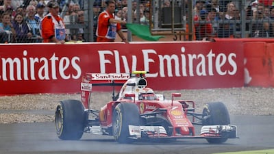 Ferrari's Kimi Raikkonen spins off during qualifying at the British Grand Prix on Saturday. Andrew Boyers / Reuters / July 9, 2016
