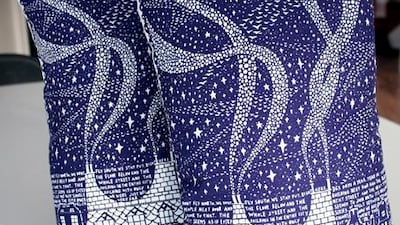 This clever little kit, which contains printed fabric, lining fabric, thread labels and instructions for construction, allows you to make either one or two very cool, covetable cushions or a lined bag.