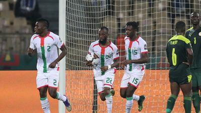 Blati Toure after scoring for Burkina Faso. Reuters