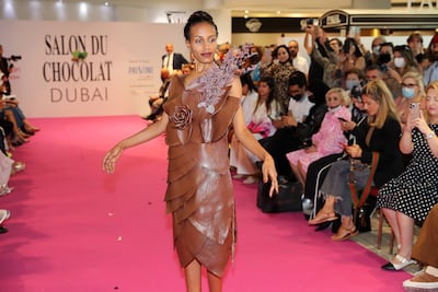Dresses were made out of chocolate at the event held in Le Gourmet at Galeries Lafayette last year. Pawan Singh / The National