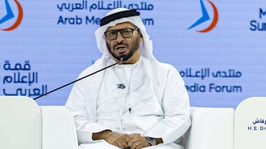Dr Anwar Gargash, diplomatic adviser to President Sheikh Mohamed, spoke of the future of the Middle East after a spate of Iranian attacks on its Gulf neighbours. Antonie Robertson / The National