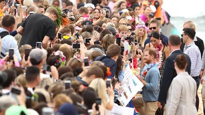 Prince Harry and Meghan meet members of the public at Bondi Beach. Getty Images