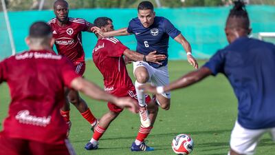 Players of Gulf United during a pre-season training match ahead of the new UAE First Division campaign. All pictures by Victor Besa / The National