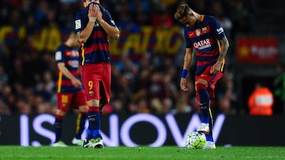 Luis Suarez, left, and Neymar, have struggled along with the rest of their teammates during Barcelona's recent slump.