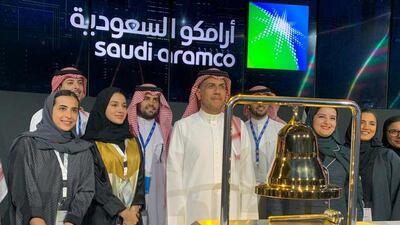 Participants attend the official ceremony marking the debut of Saudi Aramco's initial public offering (IPO) on the Riyadh's stock market, in Riyadh, Saudi Arabia. Reuters