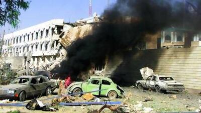 A car bomb rips through the United Nations headquarters in Baghdad on August 19, 2003, killing 22 staff, including top envoy Sergio Vieira De Mello.