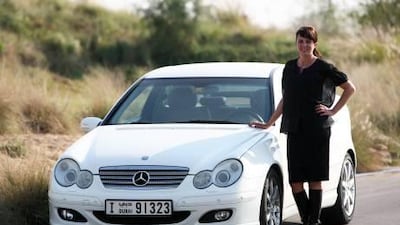 Leigh Williamson likes the solid feeling of safety she gets with her Mercedes-Benz C230; the CD player comes a close second. Pawan Singh / The National