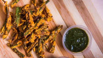 Sliders aside, the restaurant serves dishes such as masala fries, cheesy poppers and, seen here, kurkuri bhindi (fried okra). Courtesy O'Pao