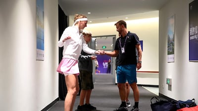 Petra Kvitova warms up in the tunnel prior at Shenzhen Bay Sports Center. Getty Images