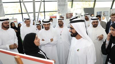 During his tour Sheikh Mohammed also inspected projects by students from UAE University, Khalifa University and Abu Dhabi Police, which were on display as part of UAE Innovation Week. Wam