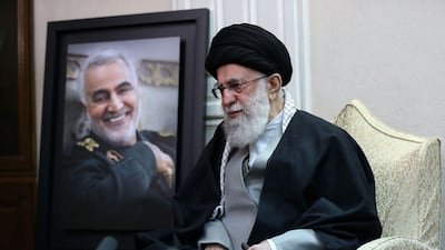 Iran's Supreme Leader Ayatollah Ali Khamenei visiting the family of killed Iranian Revolutional Guards commander Qasem Suleimani in the capital Tehran AFP