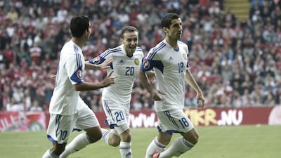 The task for the Armenians has become tougher with their star player, Henrikh Mkhitaryan, right, missing with a foot injury. Keld Navntoft / Reuters