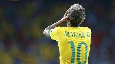 Brazil's Neymar reacts with frustration during their scoreless draw against Mexico on Tuesday at the 2014 World Cup in Fortaleza, Brazil. Marcelo Del Pozo / Reuters