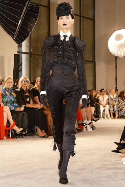 A bull-fighter-inspired look at the Schiaparelli show. Photo: Schiaparelli