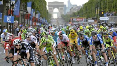 The final stage of last year’s Tour de France, the world’s biggest road cycling race. The tour is a financial powerhouse, with a French broadcaster paying €24 million for television rights. Eric Feferberg / AFP