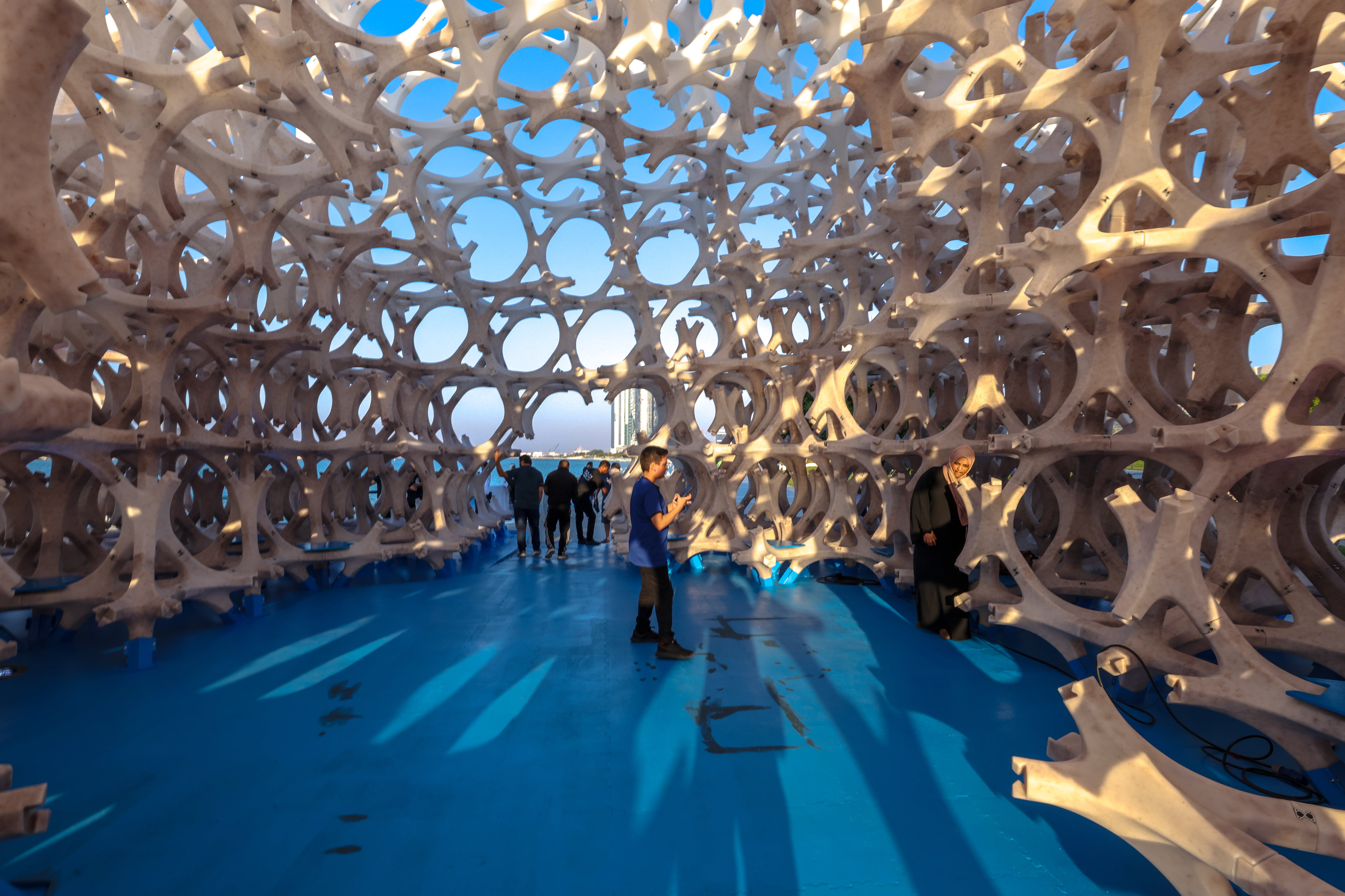 Wael Al Awar's Barzakh (2024) encouraged visitors to engage directly with public art, an approach that will remain central to the biennial's second edition. Victor Besa / The National