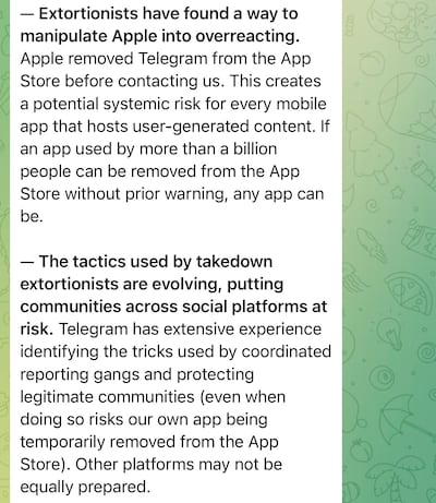 Pavel Durov issued a comment after his app, Telegram was briefly removed from Apple's App Store.