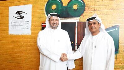 Dubai International Film Festival chairman Abdulhamid Juma, and the director general of Watani, H.E. Dherar Belhoul about a new initiative announced for Emirati filmmakers called 'Filmi'