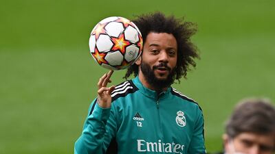 Real Madrid's Brazilian defender Marcelo takes part in a training session. AFP