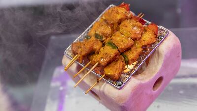 The chicken skewers.