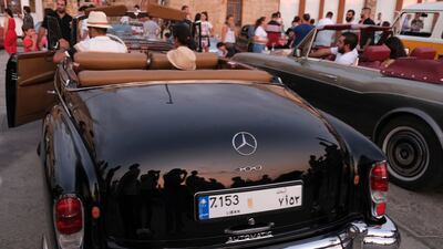 A 1960 Mercedes Benz W189 model 300 on display.