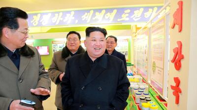North Korean leader Kim Jong-un visits the national science centre in this photo released by North Korea's Korean Central News Agency in Pyongyang on January 12, 2018. KCNA via Reuters