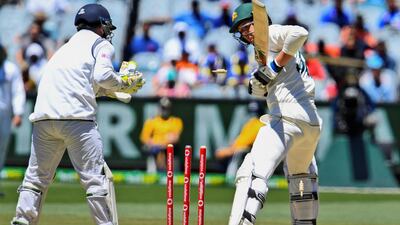 Australia's Josh Hazlewood is bowled without playing a shot. AFP