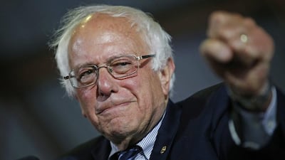 A defiant Senator Bernie Sanders tells a California rally on June 7, 2016, that he will fight on for the Democratic nomination. John Locher / Associated Press