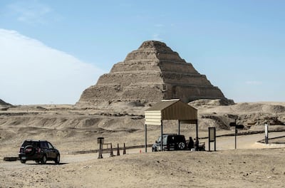 A security post near the Step Pyramid of Djoser, at the Saqqara necropolis, south of Cairo. AFP