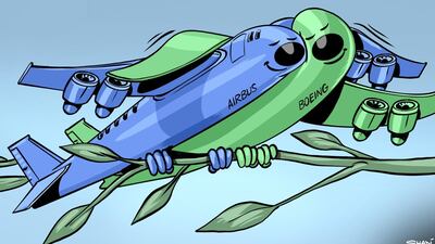 Our cartoonist's take on a settlement between Airbus and Boeing after a long-running trade