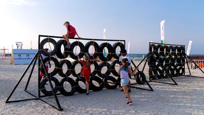 A Mini Mudder challenge was also open to children at Kite Beach Fitness Village. Reem Mohammed / The National