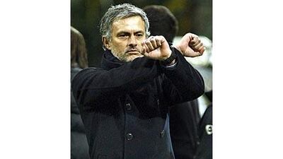 Mourinho gestures to the referee.