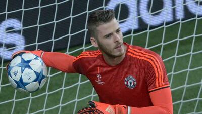 Manchester United’s David de Gea shown on Tuesday at the team’s training session in Wolfsburg. Peter Steffen / EPA