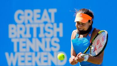 Ana Ivanovic of Serbia hits a return during her quater-final victory at the Aegon Classic at Edgbaston on Friday in Birmingham, England. Paul Thomas / Getty Images / June 12, 2014