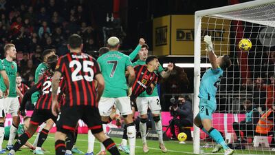 Bournemouth's Dominic Solanke scores their second goal against Newcastle United at the Vitality Stadium on Saturday, November 11, 2023. Reuters