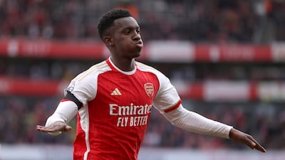 Eddie Nketiah of Arsenal celebrates after scoring the team's second goal. Getty Images