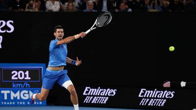 Novak Djokovic hits a return against Roberto Carballes Baena. AFP
