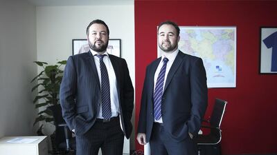 From left: Brothers Barney and Ben Crompton, co-founders of Crompton Properties, run halves of the same business in brotherly competition. Lee Hoagland / The National