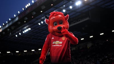 Manchester United mascot during half time. Getty Images