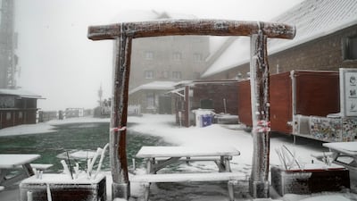 The first snow of the season has fallen in Campo Imperatore, Italy. EPA